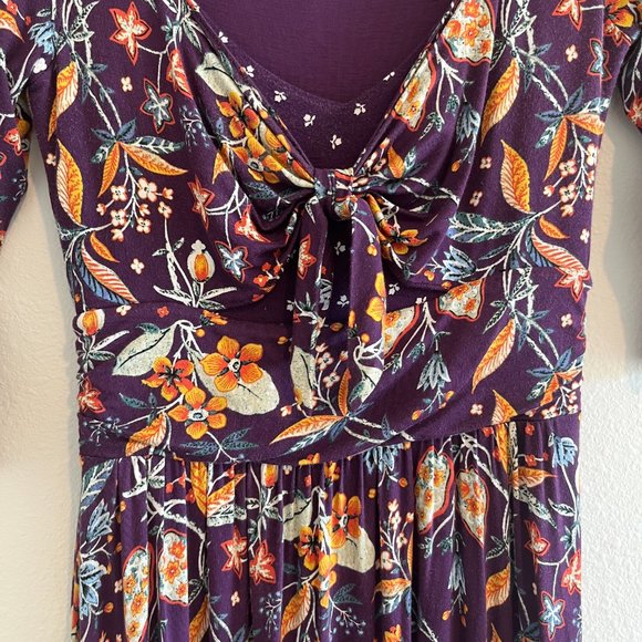 Anthropologie Maeve Beloved Dress Floral Asymmetrical Front Tie Purple Size XS - Picture 4 of 13